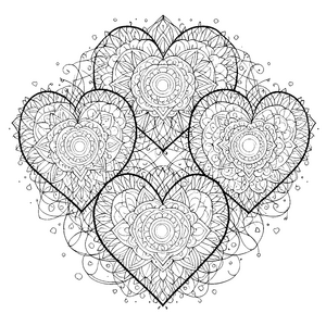 Prachtvolle Herz-Mandalas mit Blüten Malbilder für kleine Kunstträumer Ausmalbild
