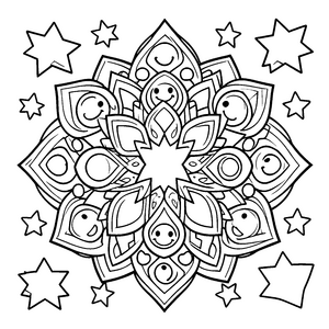 Lustiges Blumen-Mandala mit Sternen Bastelvorlage für mutige Sternenstaubträumer