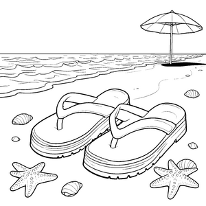Sonnige Flip-Flops mit Seesternchen Bastelvorlage für neugierige Strandkinder