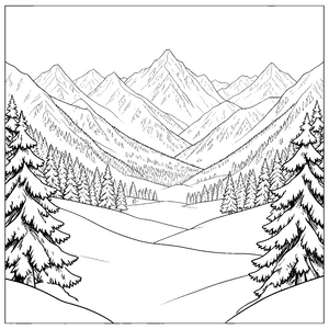 雄volles Bergpanorama mit Tannen Malbild für kreative Winterwanderer