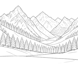 Majestätische Gebirgslandschaft mit Tannen Bastelmotiv für kreative Bergfreunde