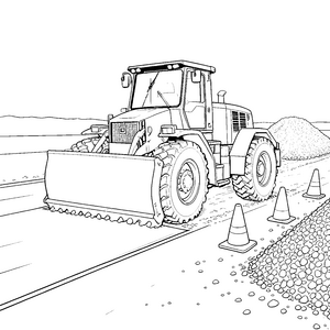 Wuchtiger Traktor mit Schneeschaufel Ausmalvorlage für fröhliche Baustellenhelfer