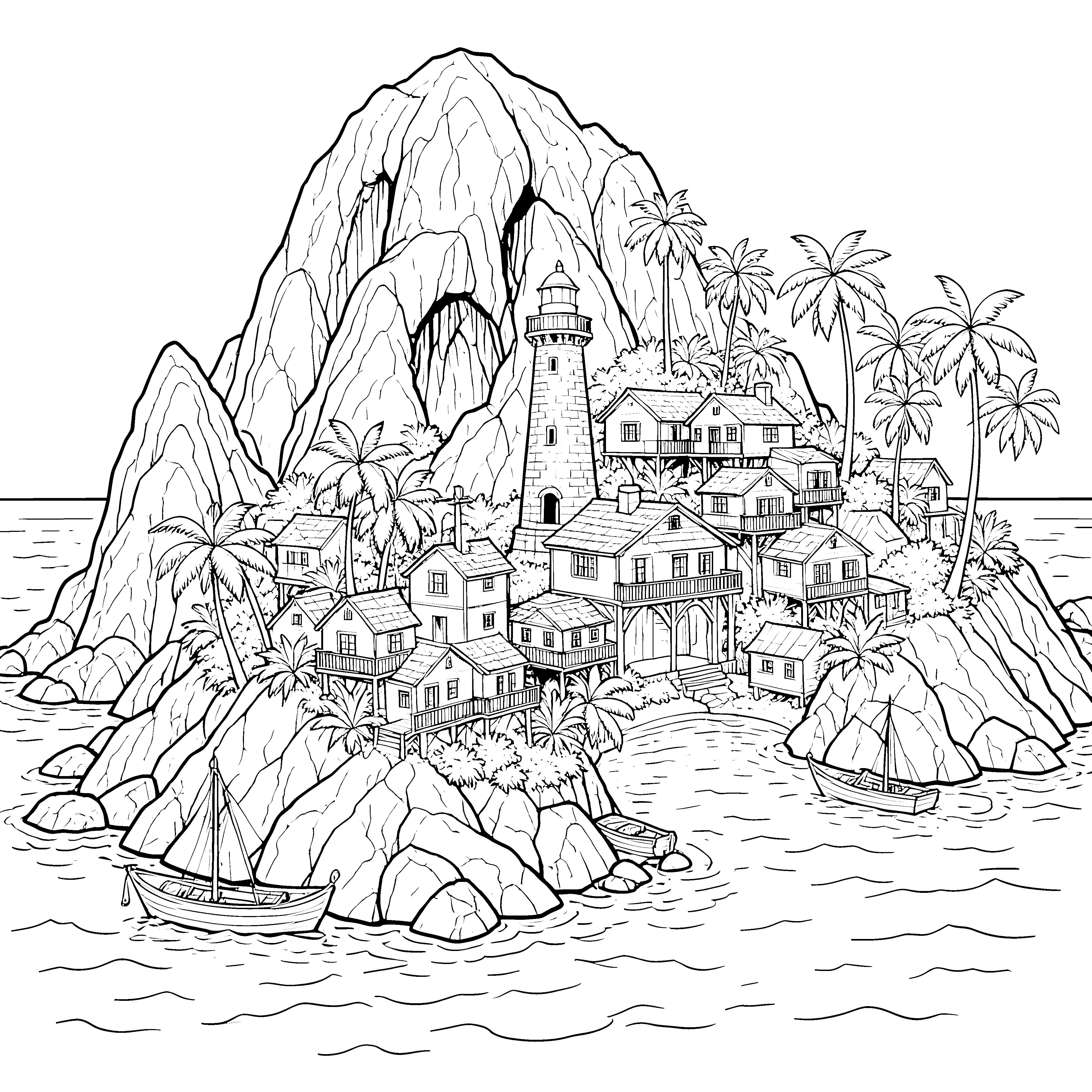Wundervolle Pirateninsel mit Leuchtturm Bastelmotiv für kleine Küstenforscher