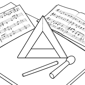Rhythmisches Triangel mit Notenlinien Bastelvorlage für kreative Musikfreunde