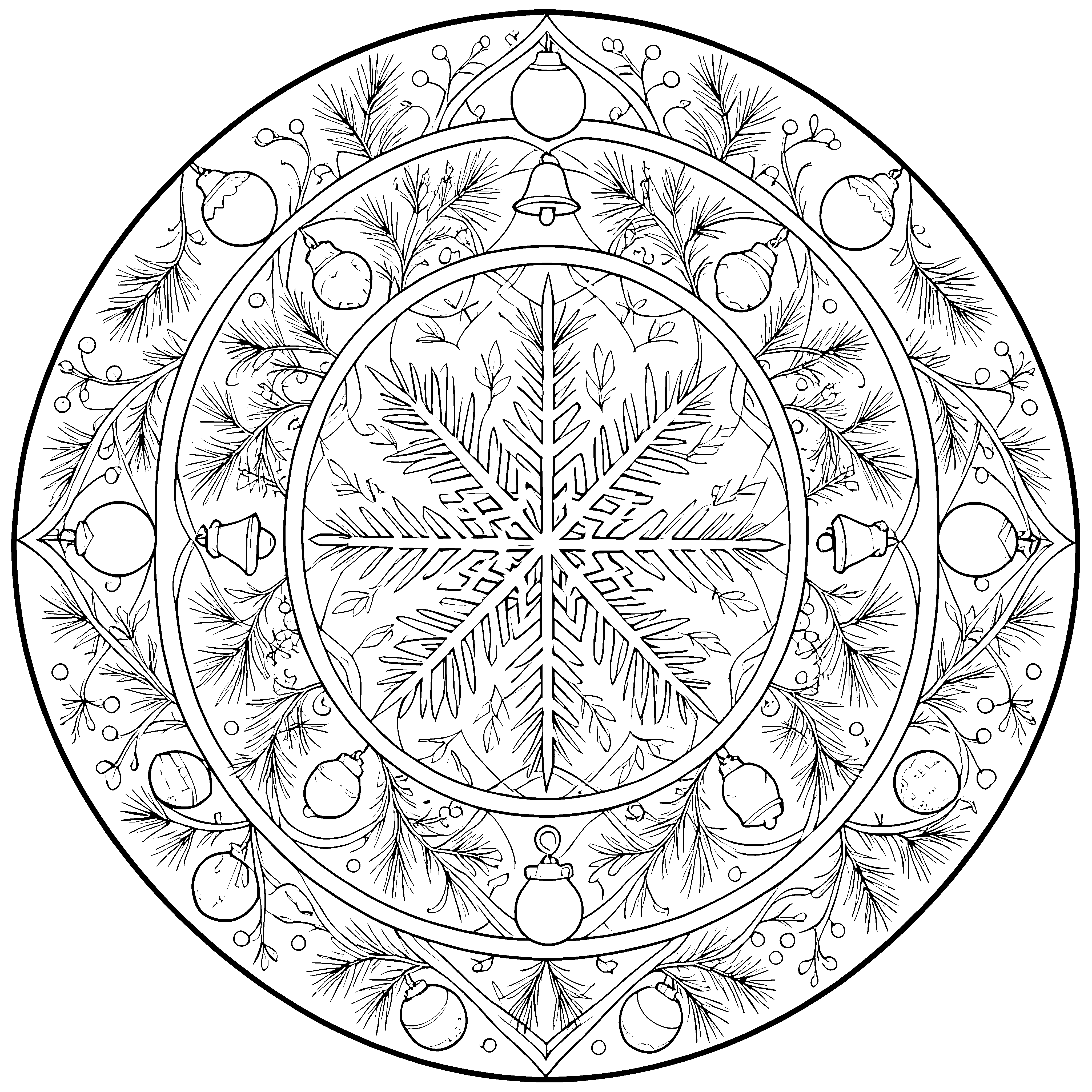 Glitzerndes Schneeflocken-Mandala mit Glocken-Bastelmotiv für mutige Winterzauberer