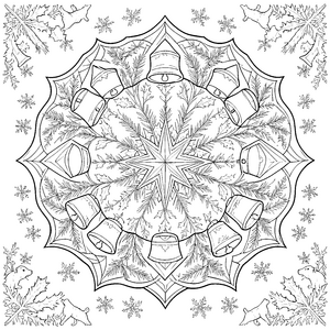 Prachtvolles Sternen-Mandala mit Rentieren Bastelvorlage für neugierige Winterfreunde