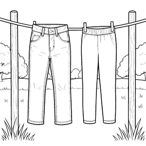 Frische Hosen an der Wäscheleine Bastelmotiv für kleine Wäschehelfer