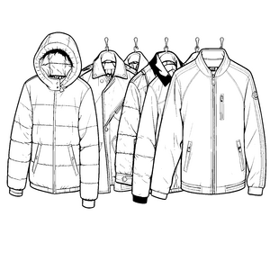 Vielfältige Parkas und Mäntel Bastelvorlage für fröhliche Kleiderfans