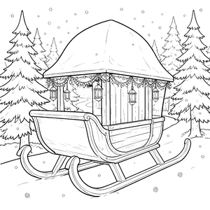 Festlicher Weihnachtsschlitten mit Laternen Ausmalvorlage für fröhliche Winterträumer