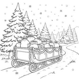 Magischer Weihnachtsschlitten mit Geschenksäcken Bastelmotiv für neugierige Winterkinder