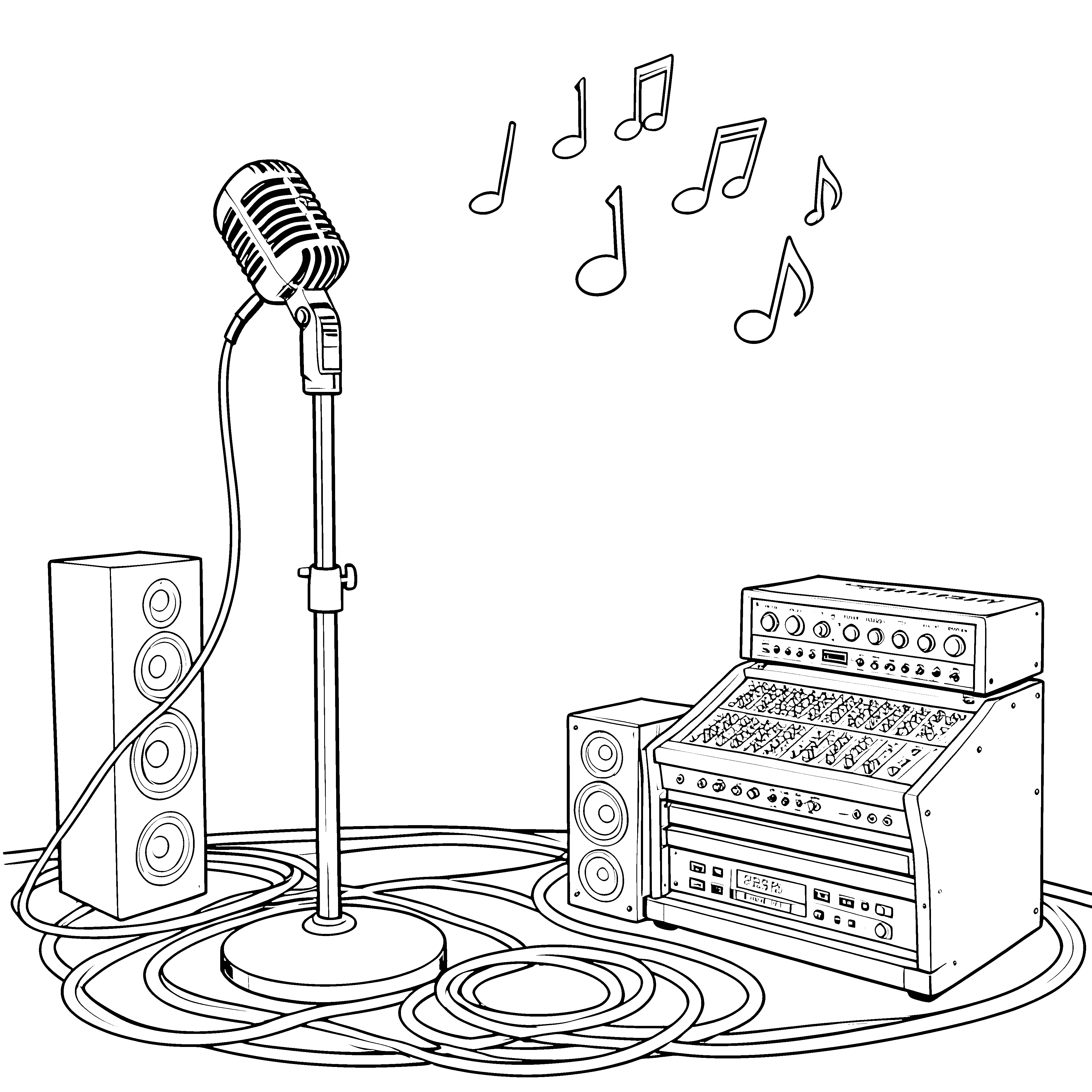 Professionelles Mikrofon am Mischpult Bastelvorlage für kreative Musikfans