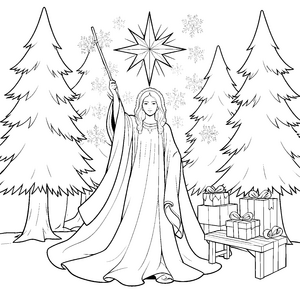 Magisches Christkind mit Stern Malbild für Winterträumer