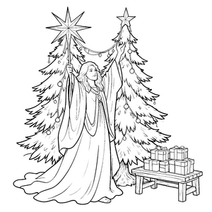 Sanftes Christkind mit Geschenken Bastelvorlage für fröhliche Festtagsfreunde