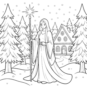 Friedliches Christkind mit Sternstab Bastelvorlage für kleine Winterfreunde