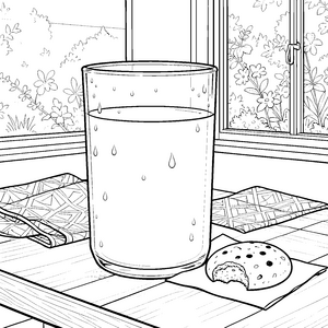 Frisch servierte Milch mit Gebäck Bastelvorlage für Frühstücksfreunde