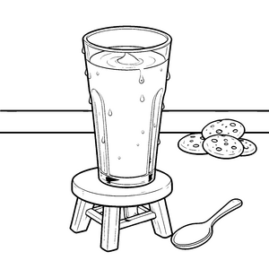 Leckeres Milchglas mit Keksen Ausmalvorlage für junge Snackliebhaber