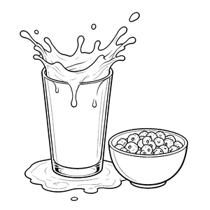 Spritzige Milch mit Beeren Malvorlage für junge Naschfreunde