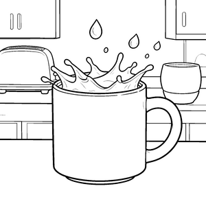 Dynamische Milchspritzer in der Tasse Bastelmotiv für neugierige Küchenhelfer