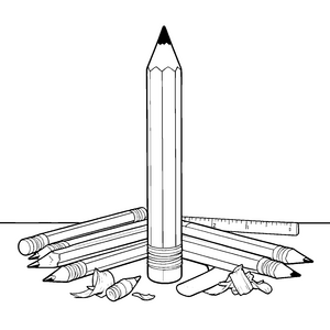 Stolzer Bleistift mit Lineal Malbild für fröhliche Schreibbegeisterte