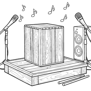 Rhythmischer Cajon mit Mikrofonen Bastelmotiv für verträumte Taktgeber