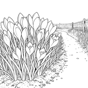 Prächtige Frühlingsglocken am Zaunweg Malbild für kleine Blumenputzer