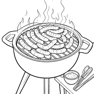 Rauchige Würste auf dem Grillrost Bastelmotiv für mutige Grillfreunde