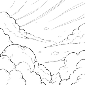 Weite Wolkenlandschaft mit Federstreifen Bastelvorlage für Wolkenfreunde