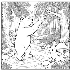 Riesiger Bär und Hase Bastelvorlage für Waldbeobachter