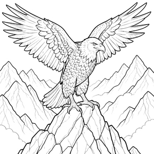 Majestätischer Greifvogel auf Felsen Malbild für junge Bergsteiger