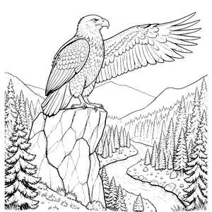 Prachtvoller Greifvogel auf Felsen Bastelmotiv für verträumte Waldwanderer