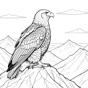 Wachsamer Greifvogel auf Gebirgsgipfel Bastelvorlage für kreative Bergsteiger