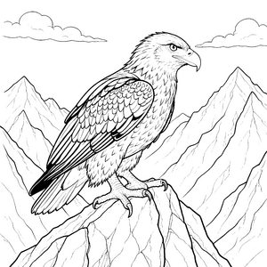 Majestätischer Greifvogel auf Fels Bastelvorlage für fröhliche Gipfelstürmer