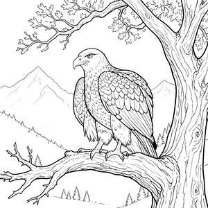 Mächtiger Greifvogel im Gebirge Malvorlage für malfreudige Naturbeobachter