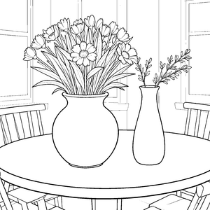 Prächtige Vasen mit Tulpen Malvorlage für verträumte Blumenbegeisterte