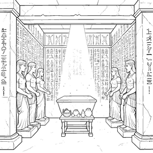 Mystisches Grab mit Hieroglyphen Bastelmotiv für malfreudige Archäologen