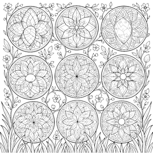Detailreiches Oster-Mandala mit Gräsern Bastelmotiv für neugierige Naturkinder