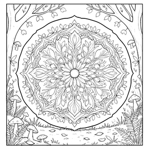 Mystisches Oster-Mandala mit Pilzen Bastelmotiv für mutige Waldfreunde