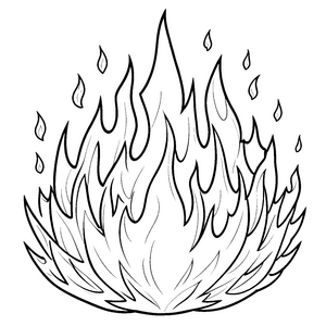 Spektakuläre Flamme mit Funken Ausmalbild für kleine Feuergeister