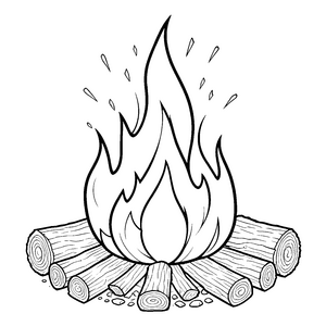 Funkelndes Lagerfeuer mit Holzstämmen Bastelmotiv für kreative Abenteurer