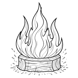 Prasselndes Feuer auf Holzstamm Malbild für kreative Waldläufer