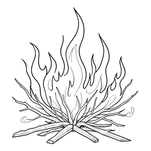 Prasselndes Holzfeuer Malbild für kleine Lagerfeuerfreunde