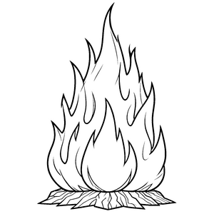 Prasselndes Holzfeuer Ausmalbild für kreative Feuerfreunde