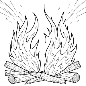 Starkes Holzfeuer mit Funken Bastelmotiv für junge Waldläufer