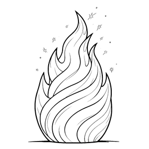 Leuchtende Flamme mit Sternchen Ausmalbild für junge Funkenjäger