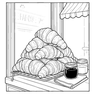 Frische Croissant-Pyramide Bastelvorlage für neugierige Backbegeisterte