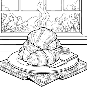 Leckere Croissants mit Marmelade Malbild für junge Genießer