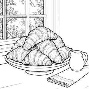 Frische Croissants auf Servierteller Bastelmotiv für neugierige Backbegeisterte