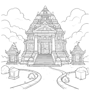 Majestätischer Tempel mit Treppe Bastelmotiv für kleine Abenteurer