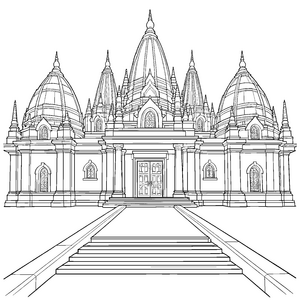 Prachtvoller Tempel mit Kuppeln Bastelvorlage für fröhliche Architekten