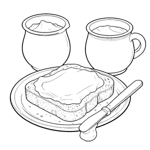 Leckeres Buttertoast Ausmalbild für fröhliche Frühstücksfreunde
